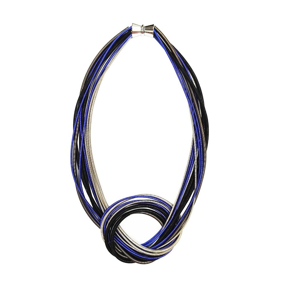 Tigerstars Gorgeous Handcrafted 4 Tone Multi Strand Knot Piano Wire Necklace